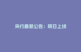 央行最新公告：明日上线
