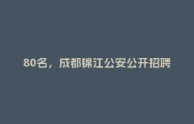 80名，成都锦江公安公开招聘！更多岗位→