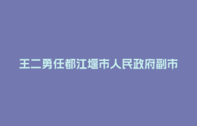 王二勇任都江堰市人民政府副市长、代理市长